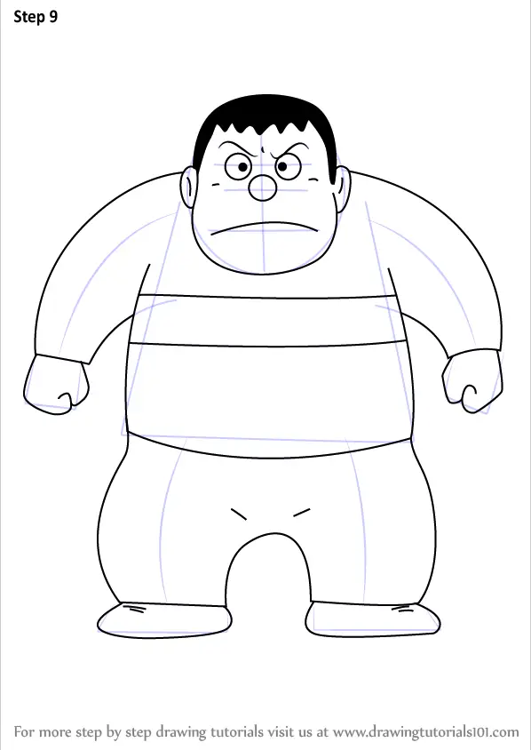 Step by Step How to Draw Takeshi Gouda from Doraemon :  
