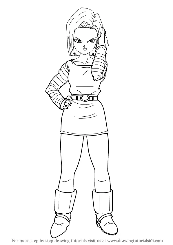 How To Draw Android 18 From Dragon Ball Z Dragon Ball Z Step By Step 2045