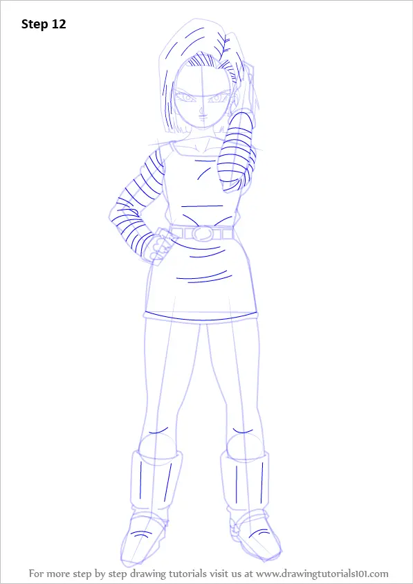 How to Draw Android 18 from Dragon Ball Z (Dragon Ball Z) Step by Step