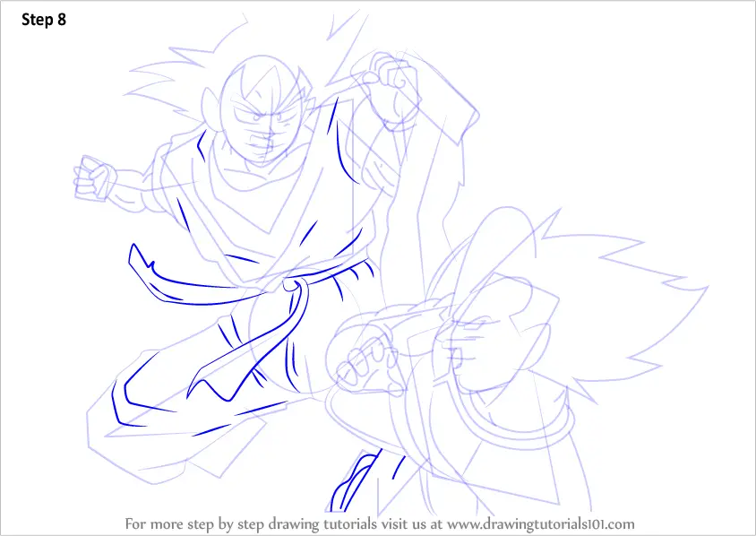 Learn How to Draw Goku vs Vegeta (Dragon Ball Z) Step by ...