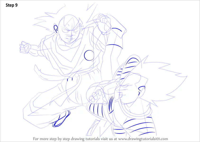 How to Draw Goku vs Vegeta (Dragon Ball Z) Step by Step