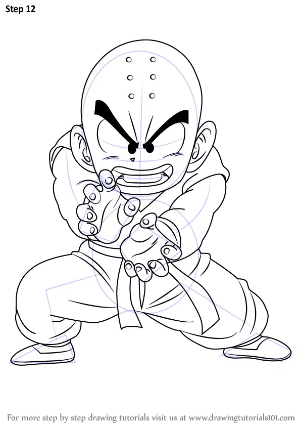 Learn How to Draw Krillin from Dragon Ball Z (Dragon Ball Z) Step by