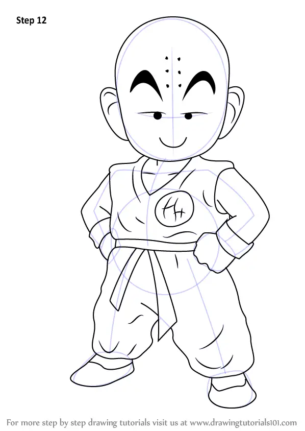 Learn How to Draw Kuririn from Dragon Ball Z (Dragon Ball Z) Step by