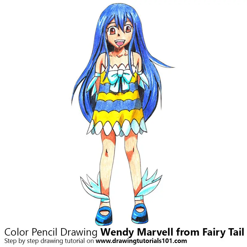 Wendy Marvell from Fairy Tail Color Pencil Drawing