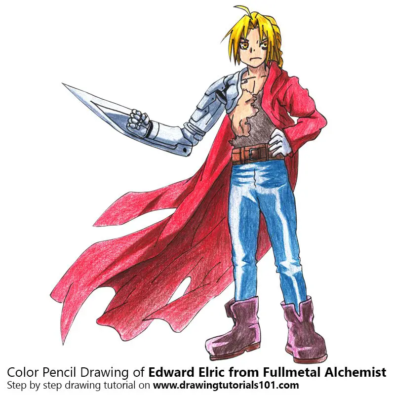 Edward Elric from Fullmetal Alchemist Color Pencil Drawing
