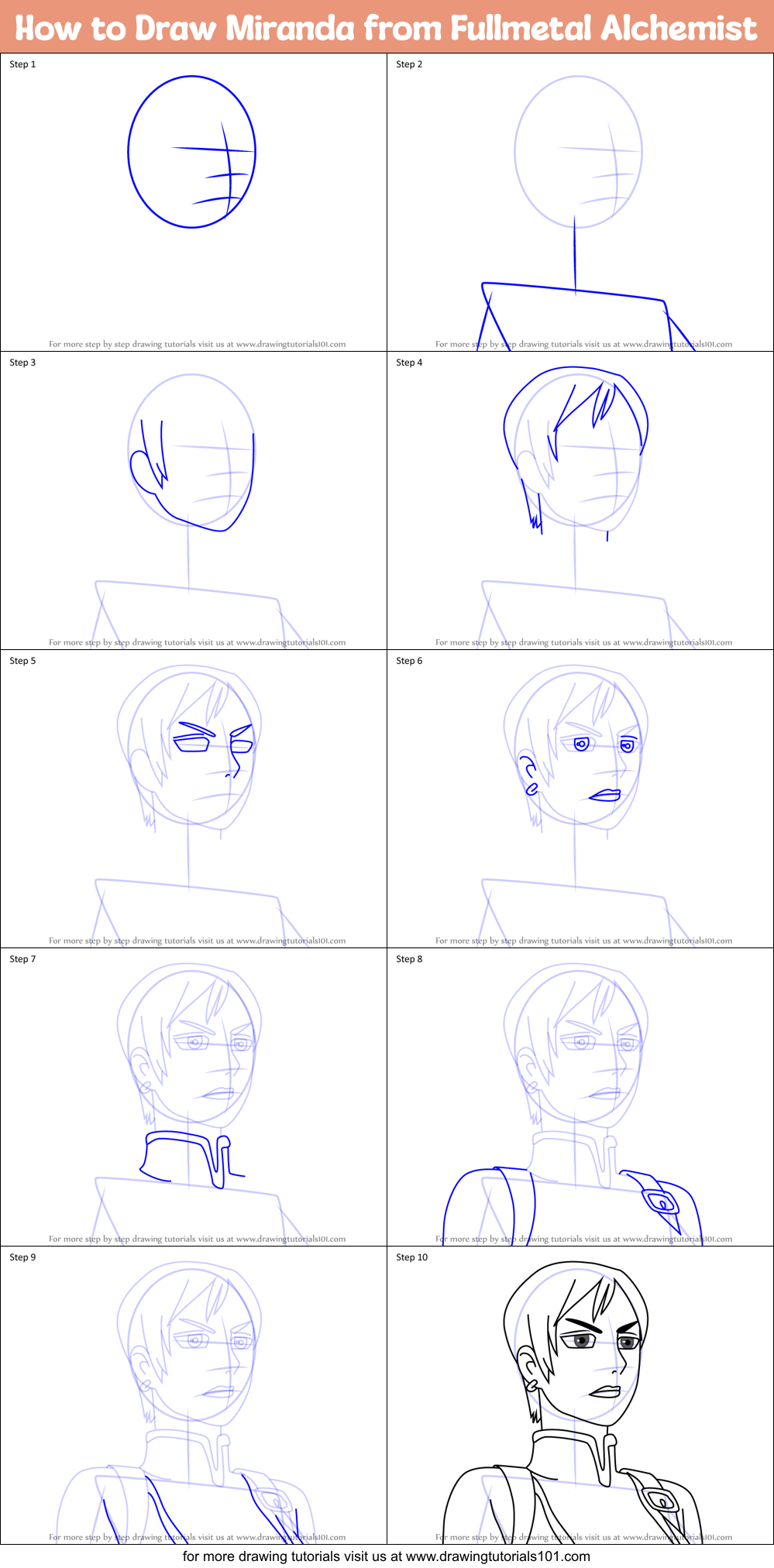 How to Draw Miranda from Fullmetal Alchemist printable step by step ...