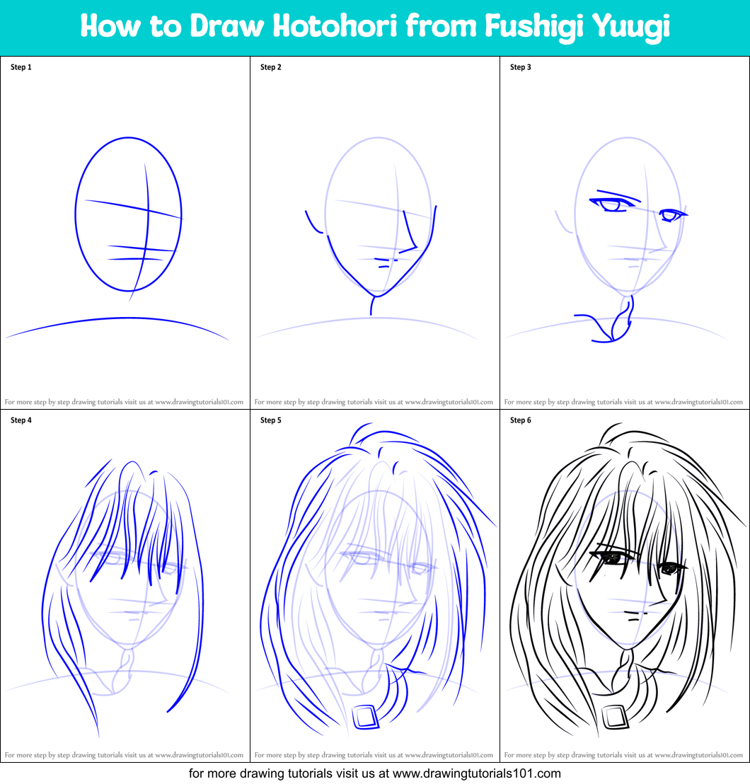How to Draw Hotohori from Fushigi Yuugi printable step by step drawing ...