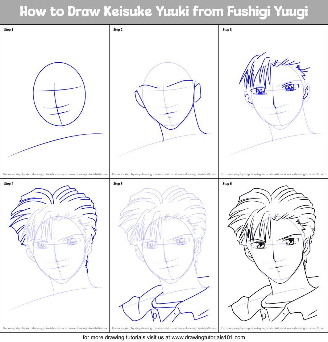 How to Draw Keisuke Yuuki from Fushigi Yuugi printable step by step ...