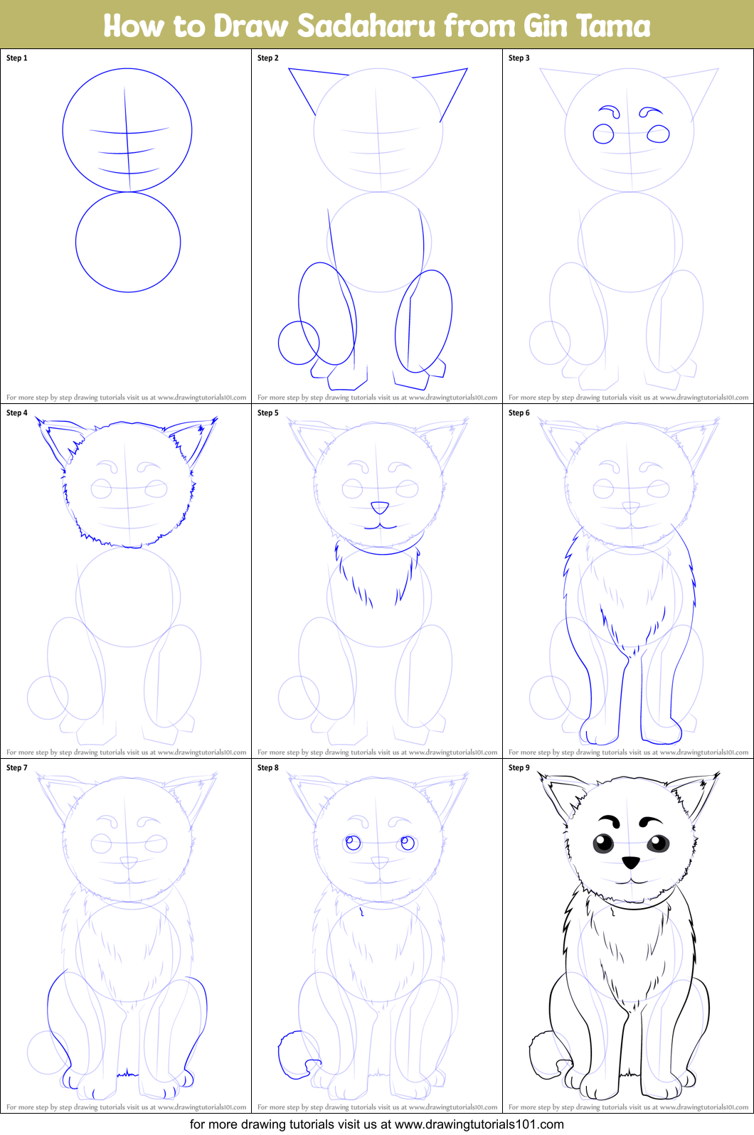 How to Draw Sadaharu from Gin Tama printable step by step drawing sheet ...