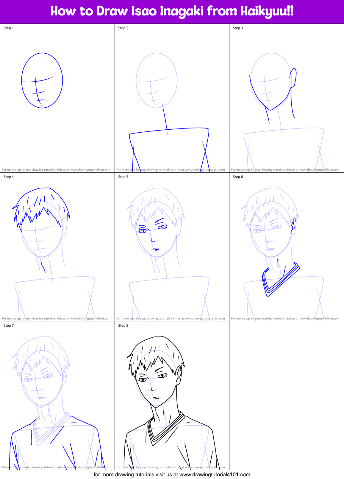 How to Draw Isao Inagaki from Haikyuu!! printable step by step drawing ...