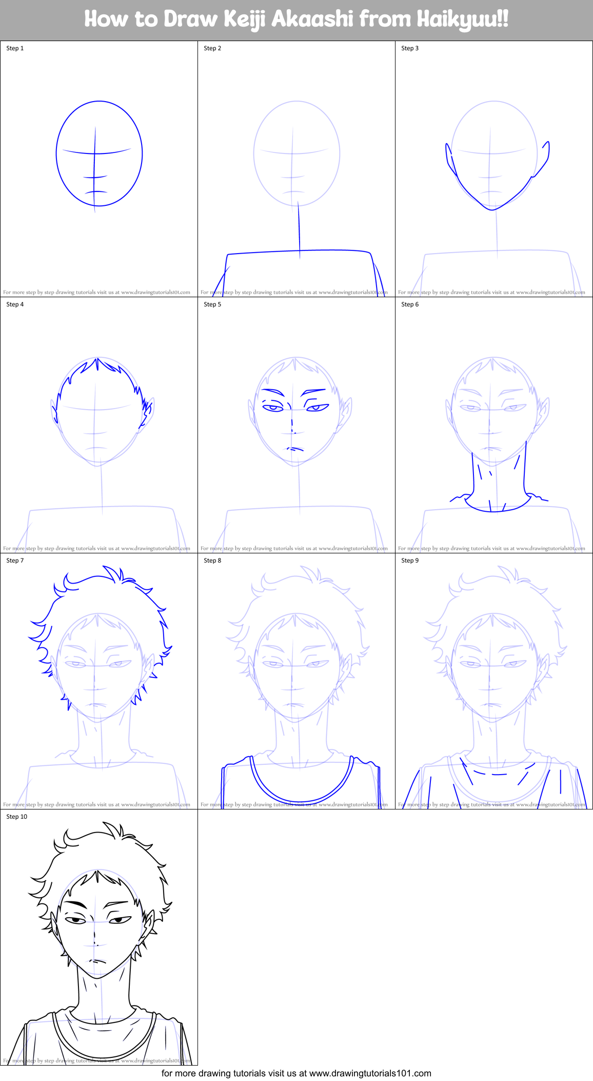 How to Draw Keiji Akaashi from Haikyuu!! printable step by step drawing ...