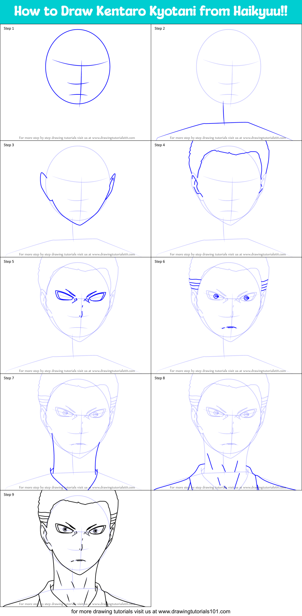 How to Draw Kentaro Kyotani from Haikyuu!! printable step by step ...