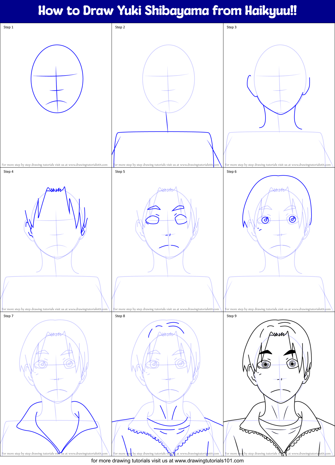 How to Draw Yuki Shibayama from Haikyuu!! printable step by step ...