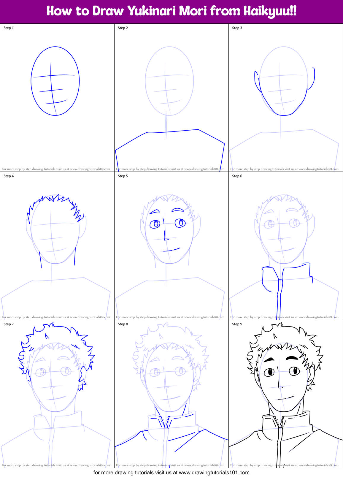 How to Draw Yukinari Mori from Haikyuu!! printable step by step drawing ...