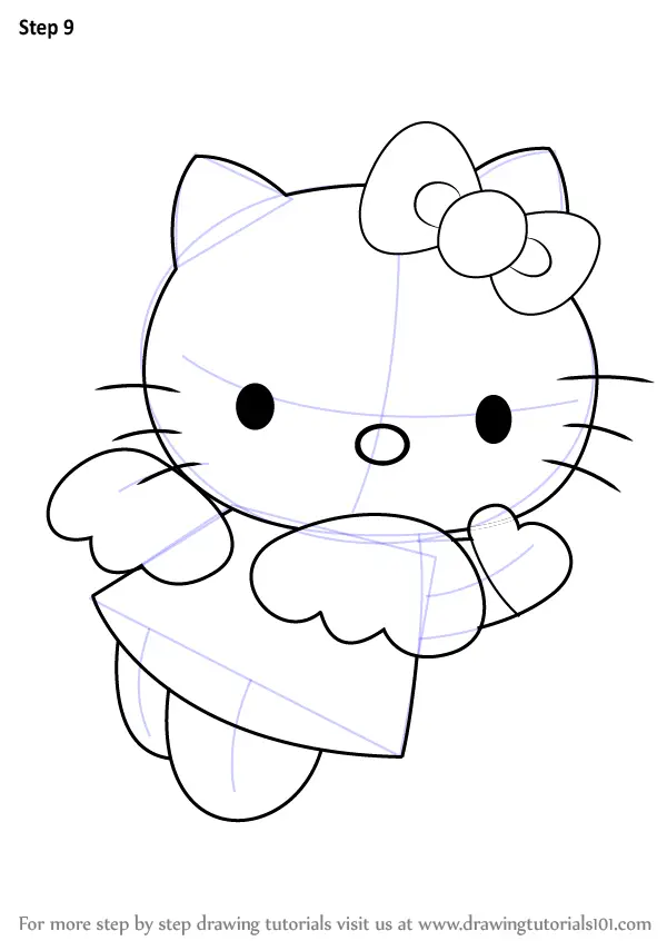 Learn How to draw Hello Kitty Angel (Hello Kitty) Step by Step