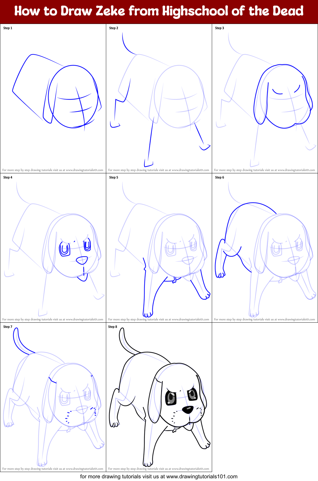 How to Draw Zeke from Highschool of the Dead printable step by step ...