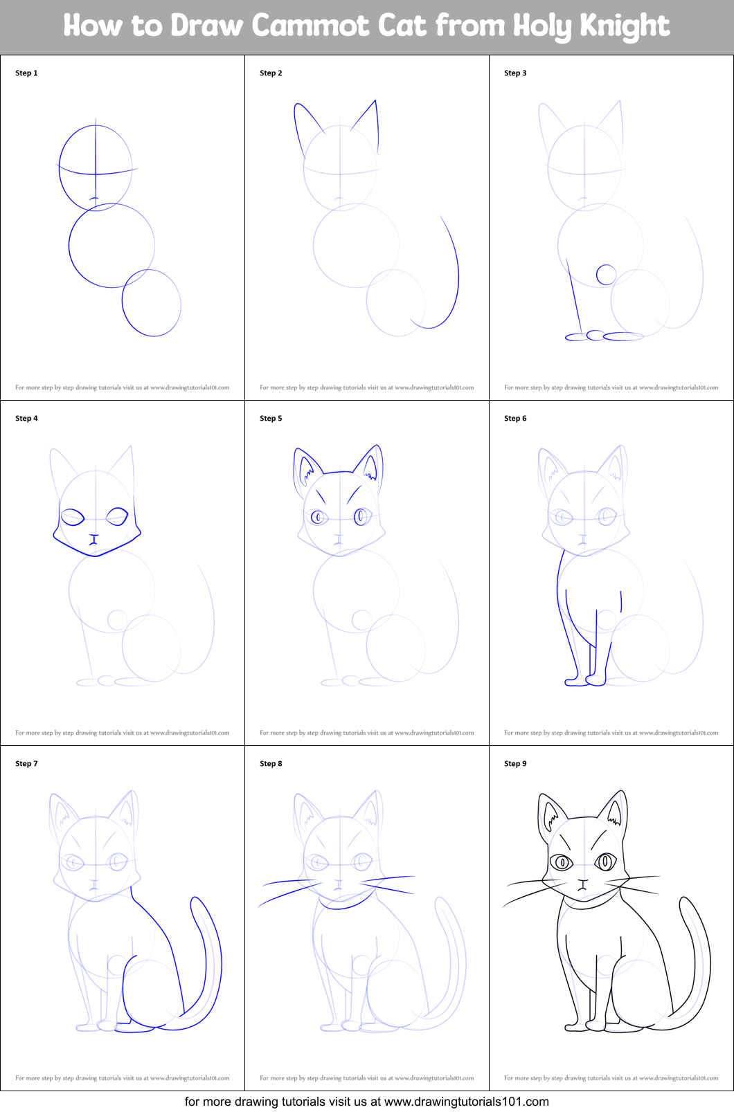 How to Draw Cammot Cat from Holy Knight printable step by step drawing ...