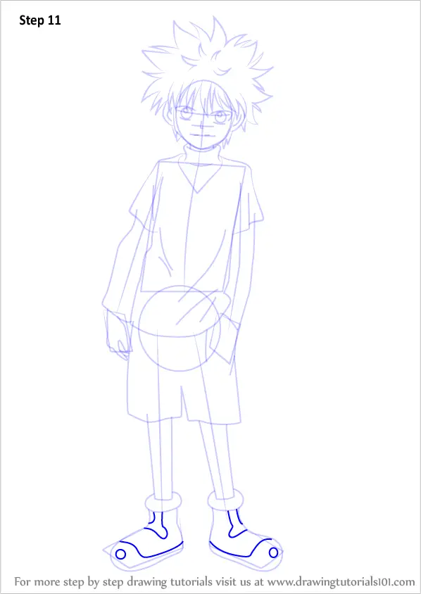 Step By Step How To Draw Killua Zoldyck From Hunter X Hunter Drawingtutorials101 Com