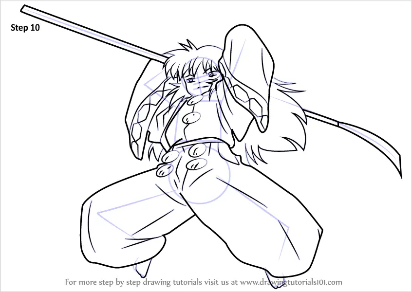 Learn How to Draw Angry Hakudoshi from Inuyasha (Inuyasha) Step by Step