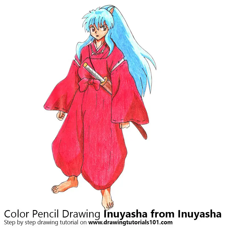 Inuyasha from Inuyasha Color Pencil Drawing