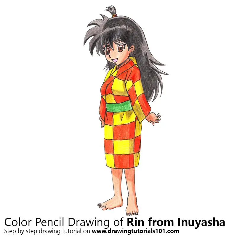 Rin from Inuyasha Color Pencil Drawing