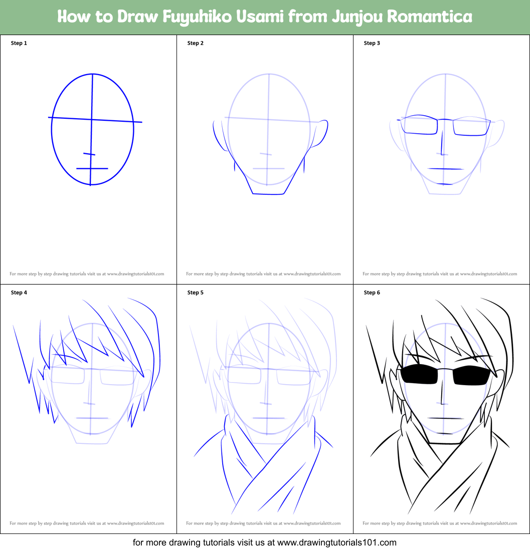 How to Draw Fuyuhiko Usami from Junjou Romantica printable step by step ...