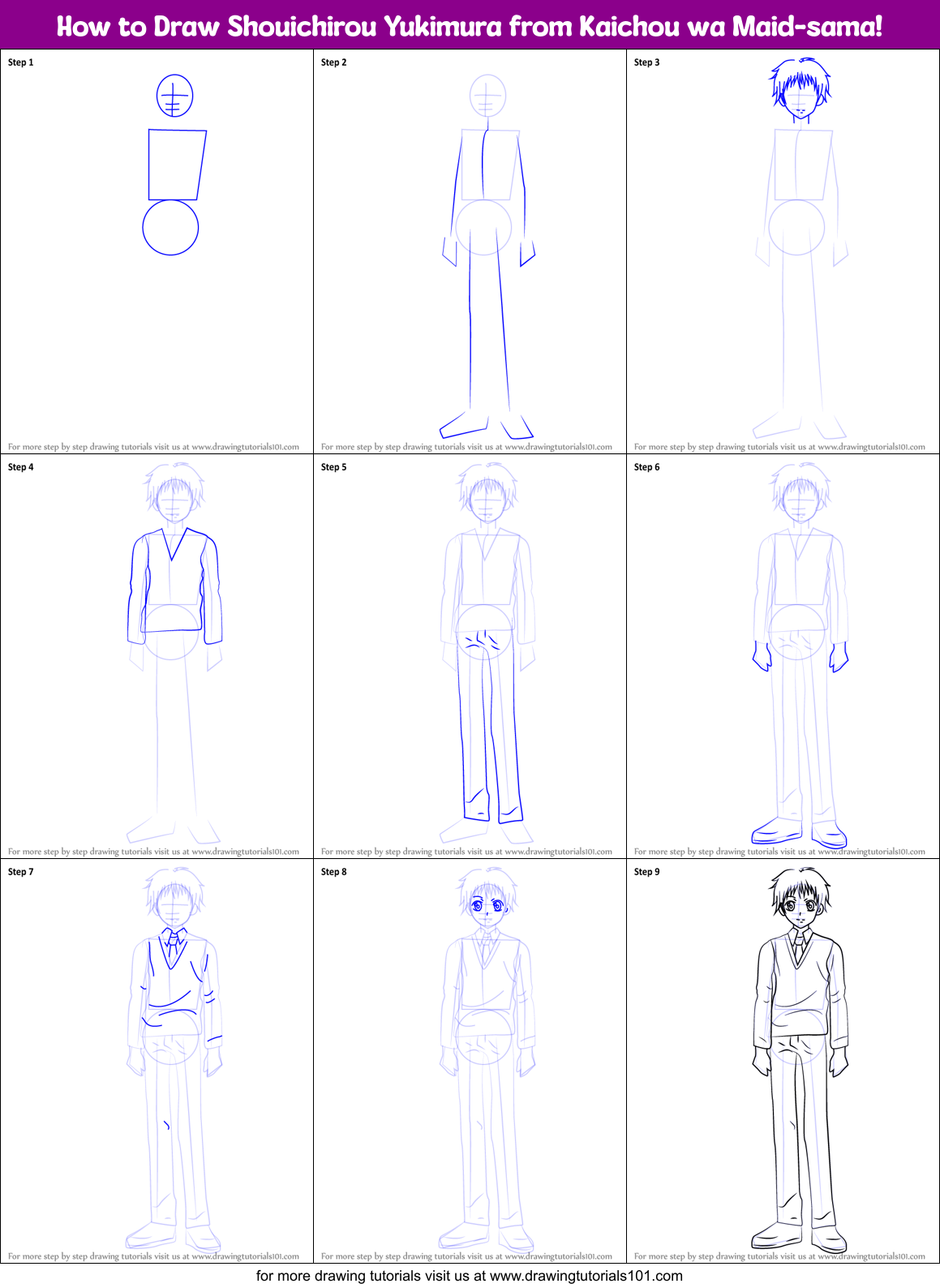 How to Draw Shouichirou Yukimura from Kaichou wa Maid-sama! printable ...