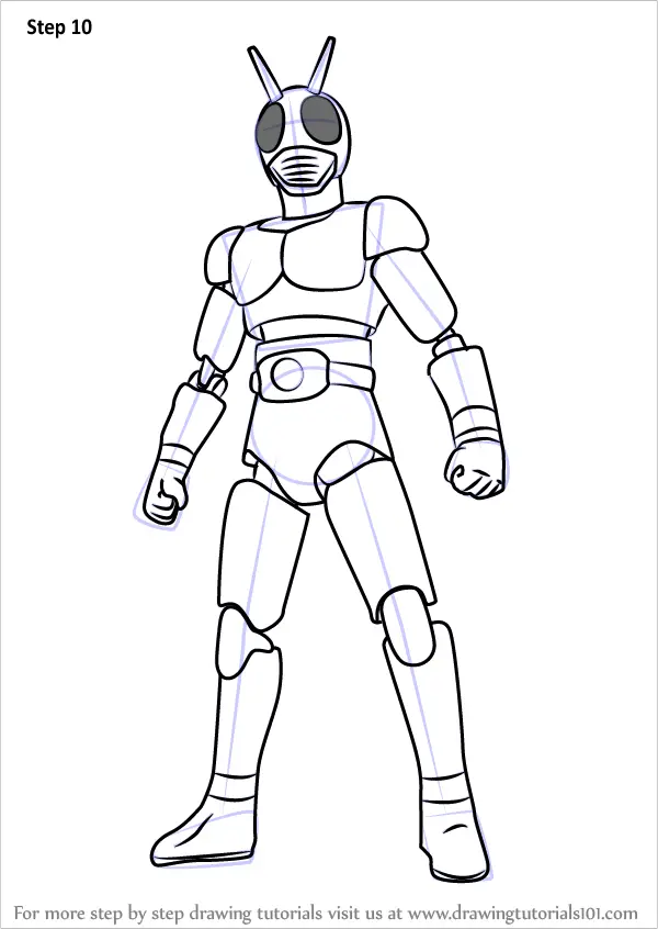 Learn How to Draw Kamen Rider (Kamen Rider) Step by Step : Drawing