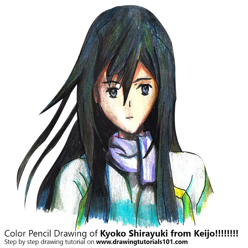 Kyoko Shirayuki from Keijo!!!!!!!! Colored Pencils - Drawing Kyoko  Shirayuki from Keijo!!!!!!!! with Color Pencils : 