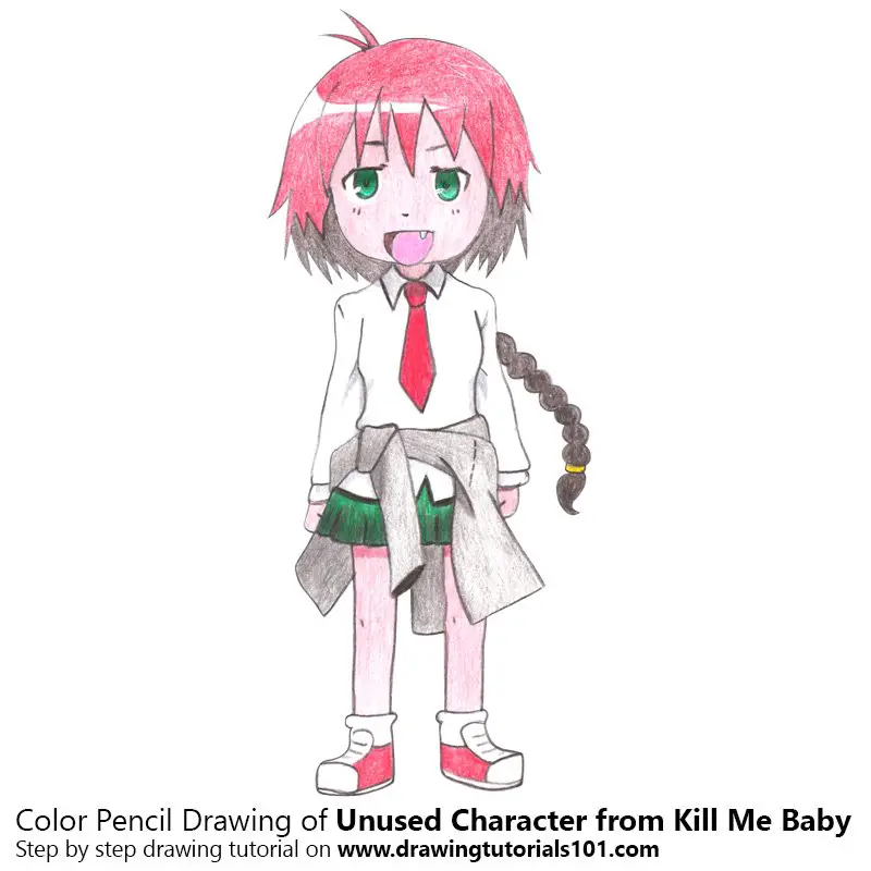 Unused Character from Kill Me Baby Color Pencil Drawing