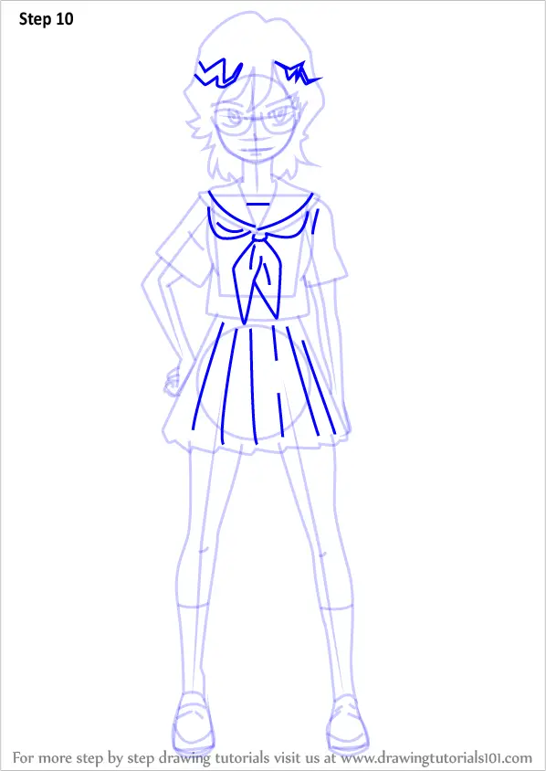 Step By Step How To Draw Maiko Ogure From Kill La Kill   How To Draw Maiko Ogure From Kill La Kill Step 10 