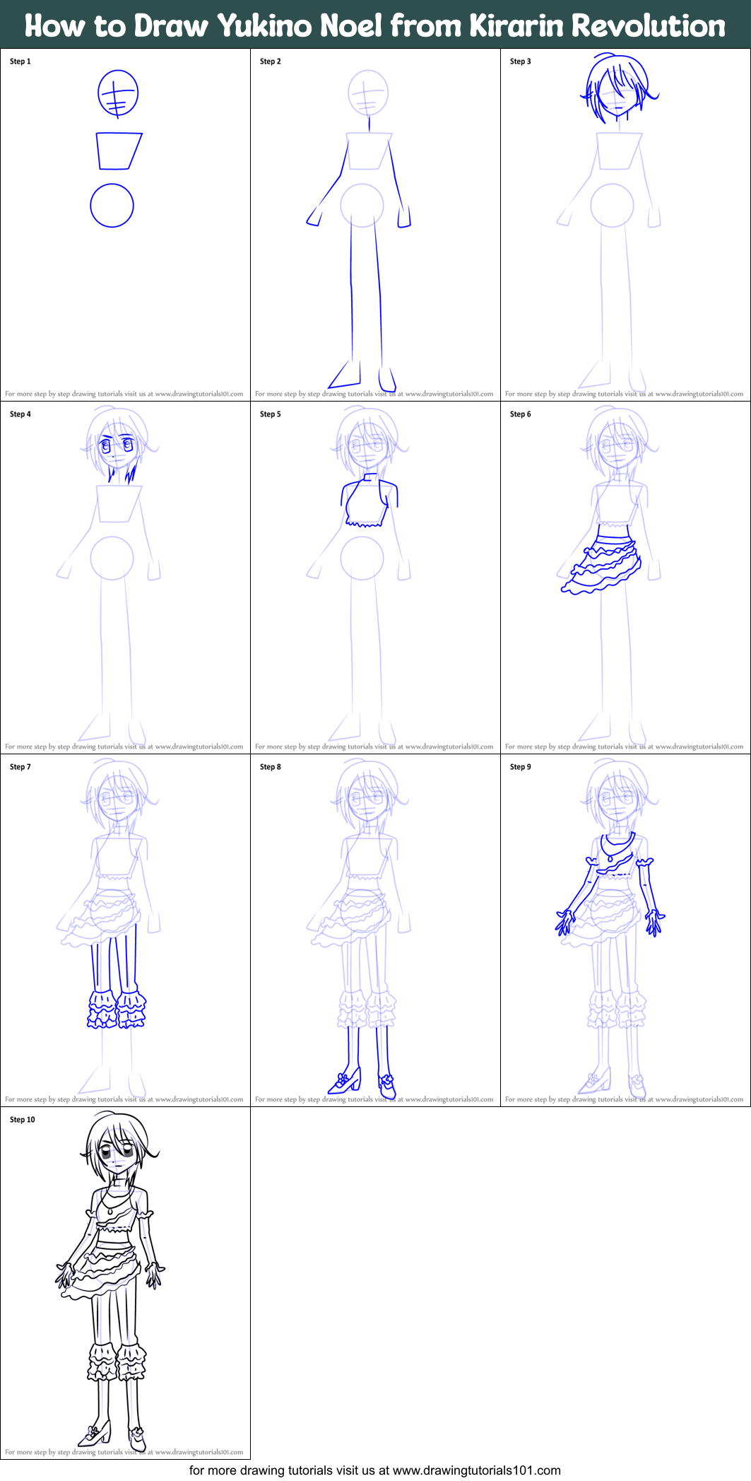 How to Draw Yukino Noel from Kirarin Revolution printable step by step ...