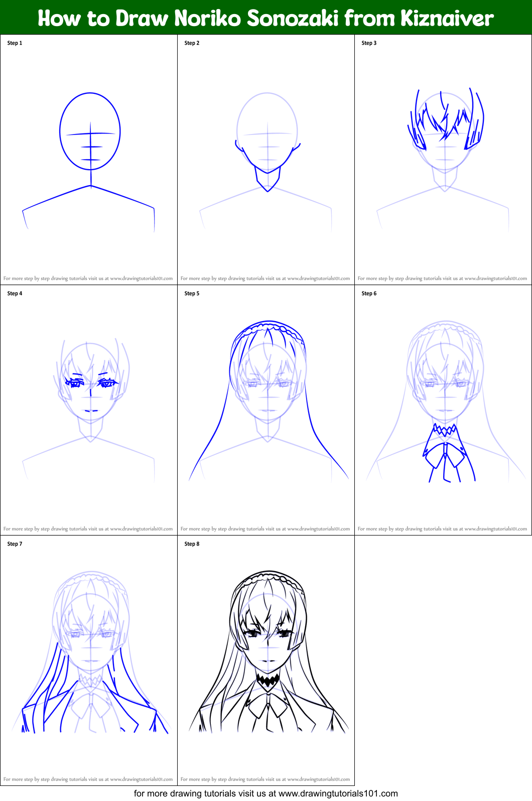 How to Draw Noriko Sonozaki from Kiznaiver printable step by step ...