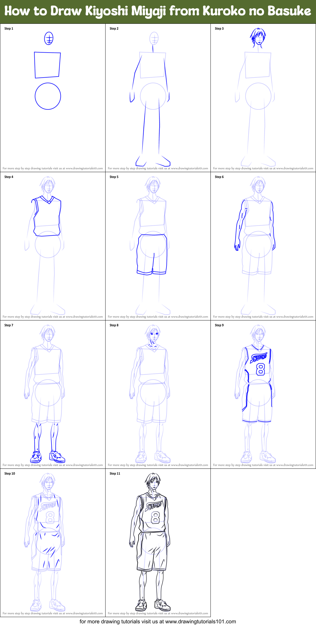 How to Draw Kiyoshi Miyaji from Kuroko no Basuke printable step by step ...