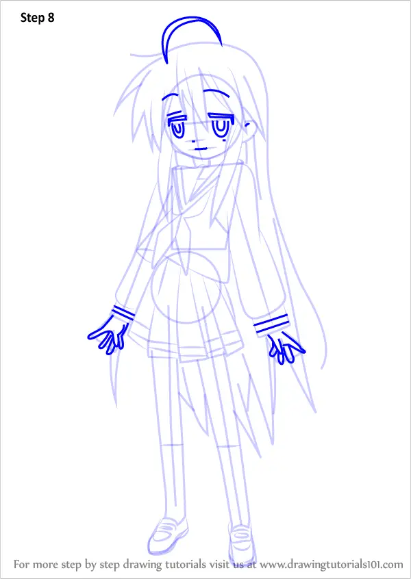 Learn How To Draw Konata Izumi From Lucky Star Lucky Star Step By Step Drawing Tutorials 9803