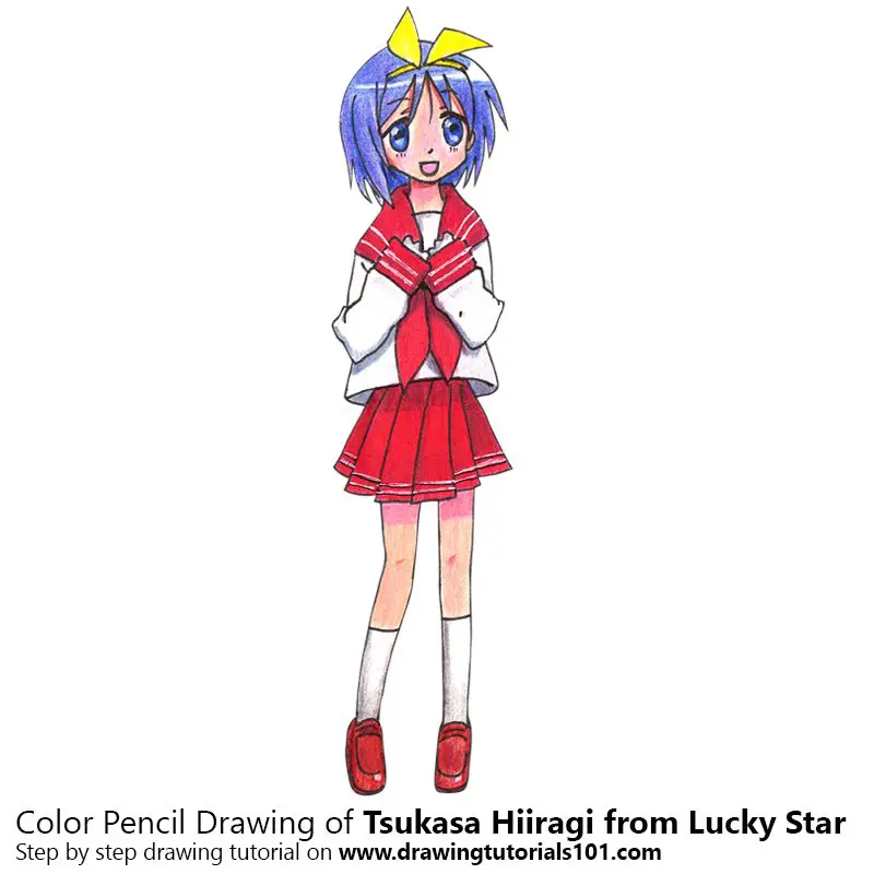 Tsukasa Hiiragi from Lucky Star Color Pencil Drawing