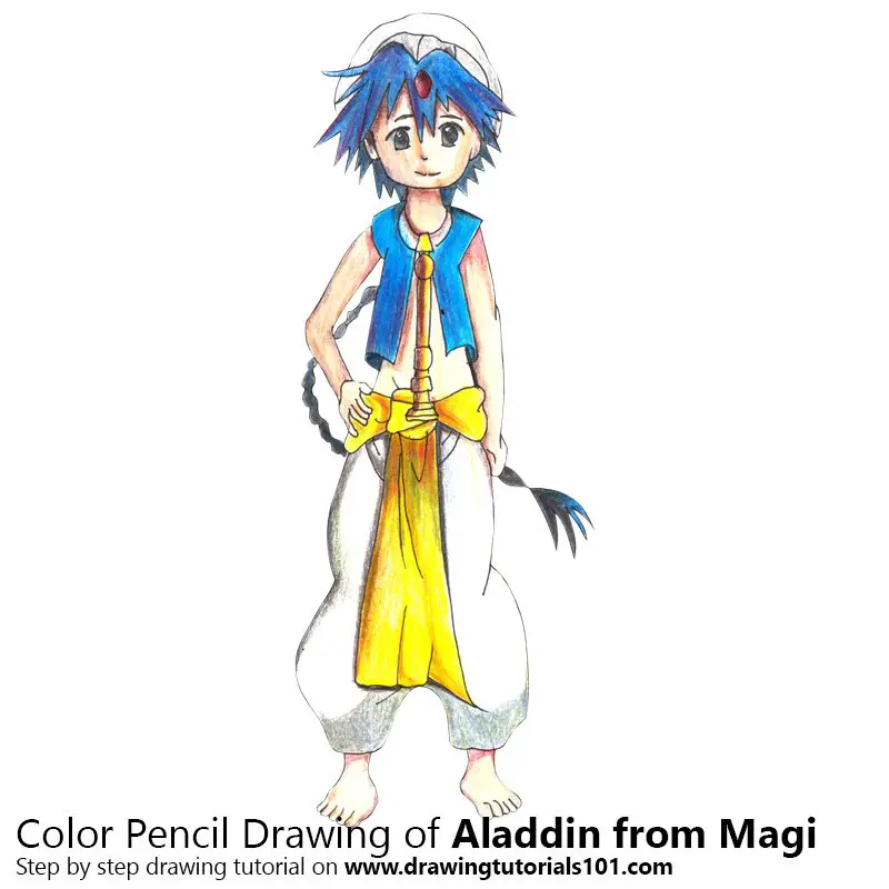 Aladdin from Magi Color Pencil Drawing