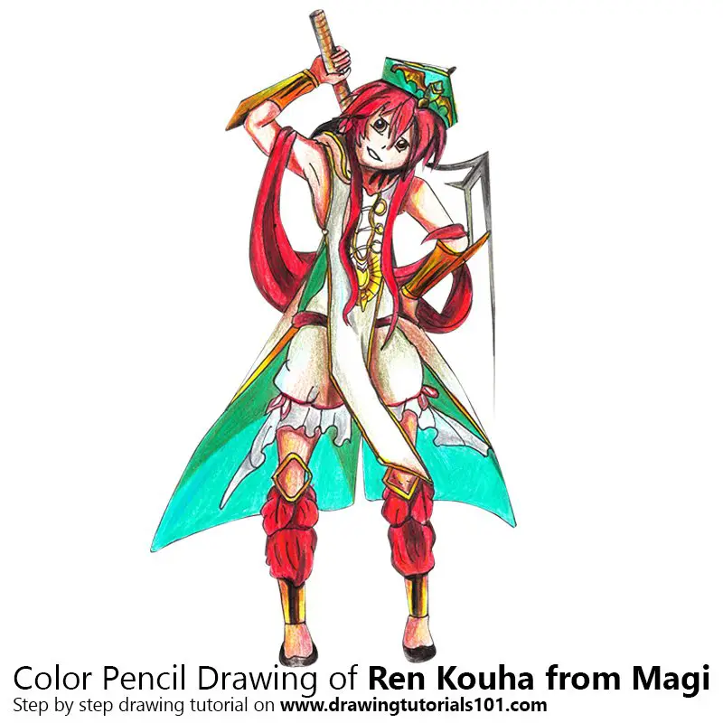 Ren Kouha from Magi Color Pencil Drawing