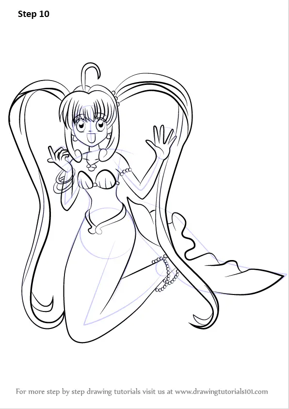 Step by Step How to Draw Lucia in Mermaid from Mermaid Melody :  