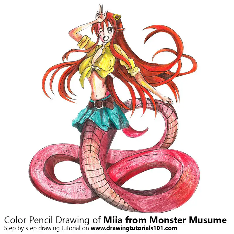 Miia from Monster Musume Color Pencil Drawing