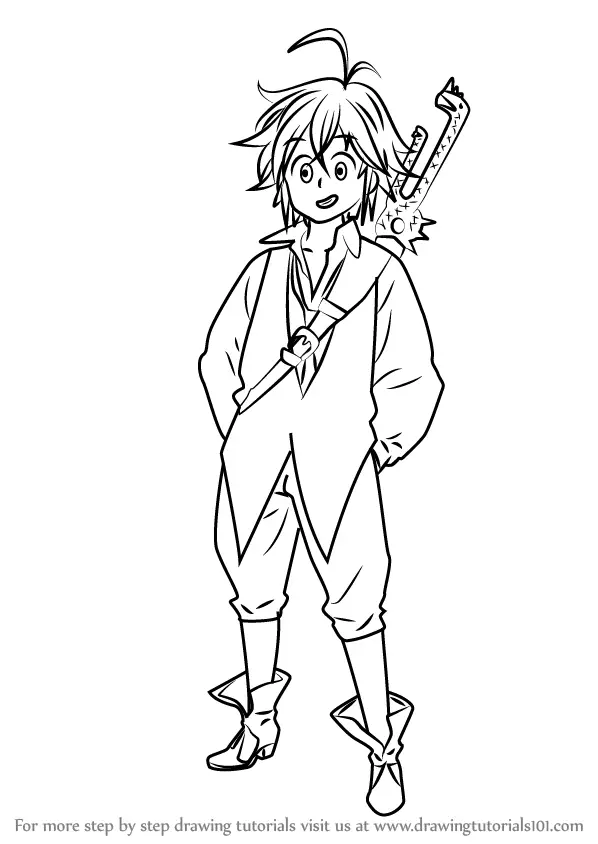 Learn How to Draw Meliodas from Nanatsu no Taizai (Nanatsu no Taizai