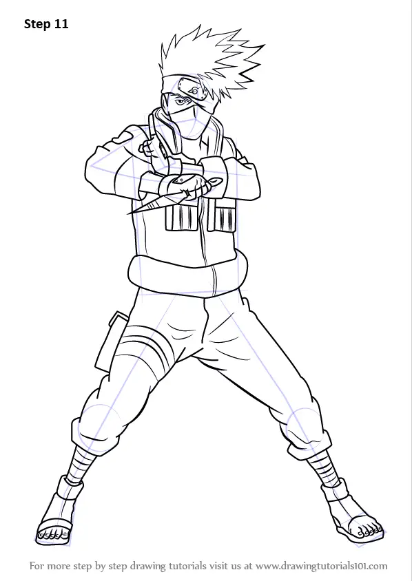 Step By Step How To Draw Kakashi Hatake From Naruto Drawingtutorials101 Com