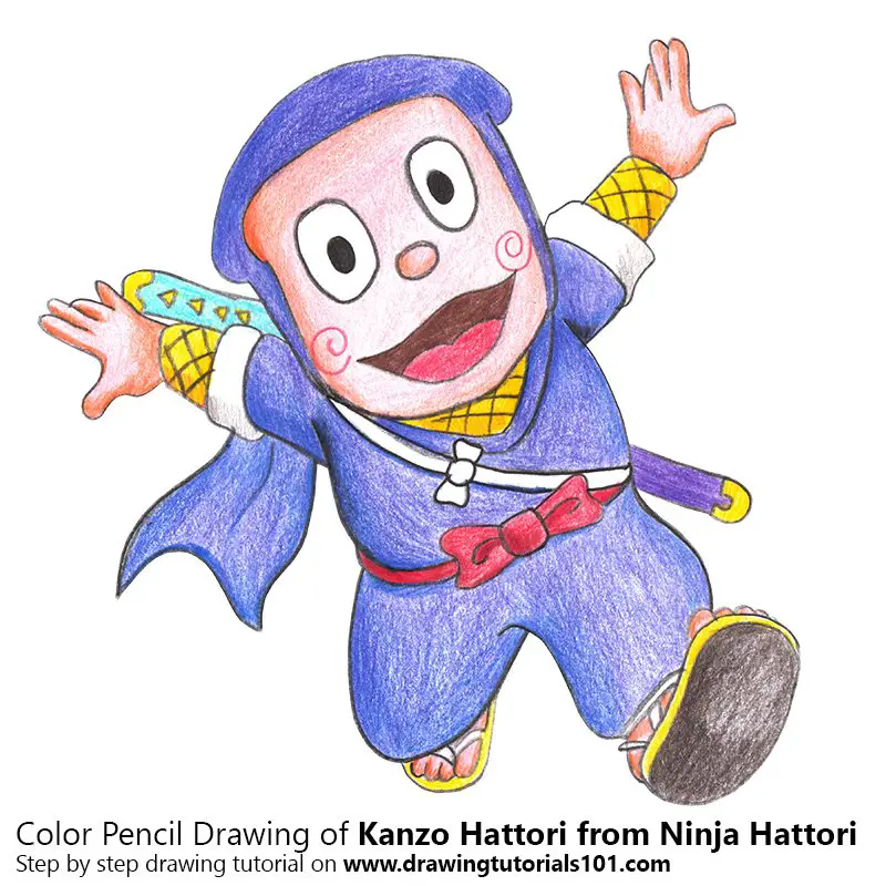 Kanzo Hattori from Ninja Hattori Color Pencil Drawing