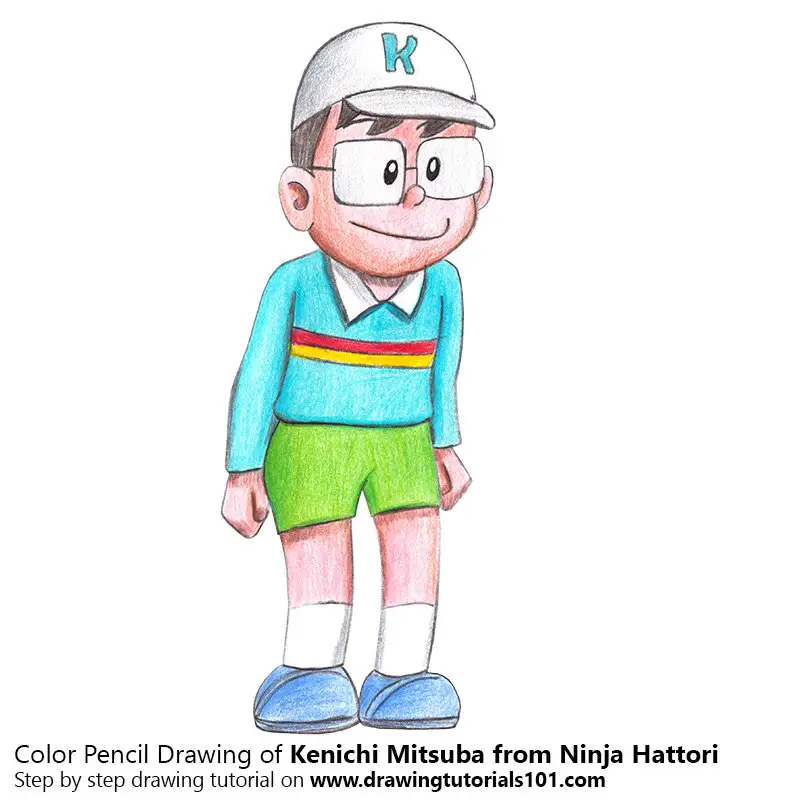Kenichi Mitsuba from Ninja Hattori Color Pencil Drawing