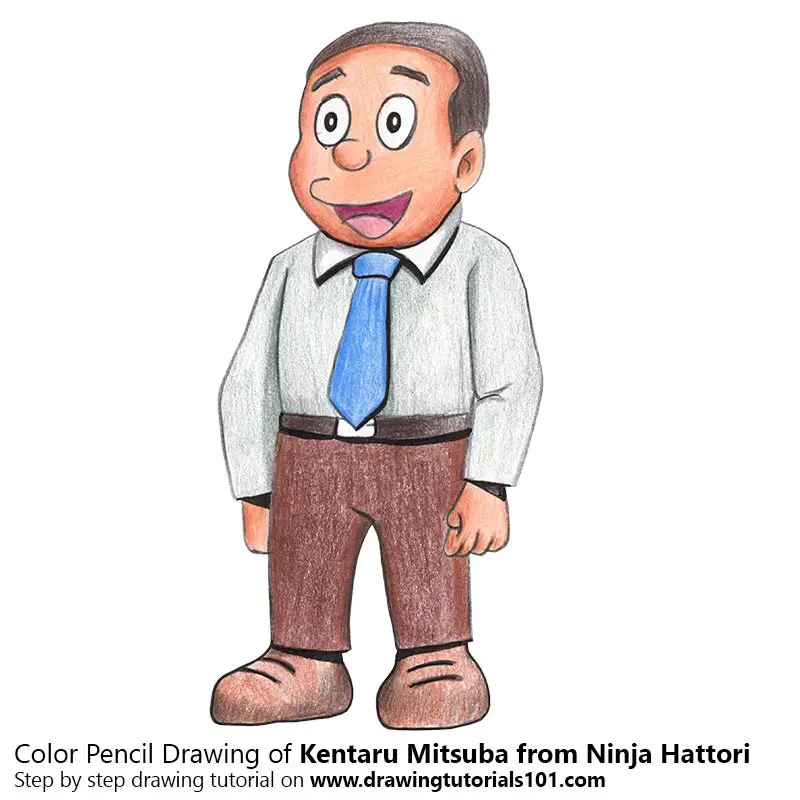 Kentaru Mitsuba from Ninja Hattori Color Pencil Drawing