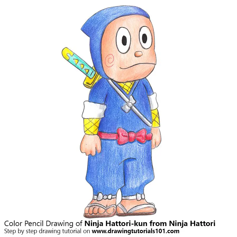 Ninja Hattori-kun from Ninja Hattori Color Pencil Drawing
