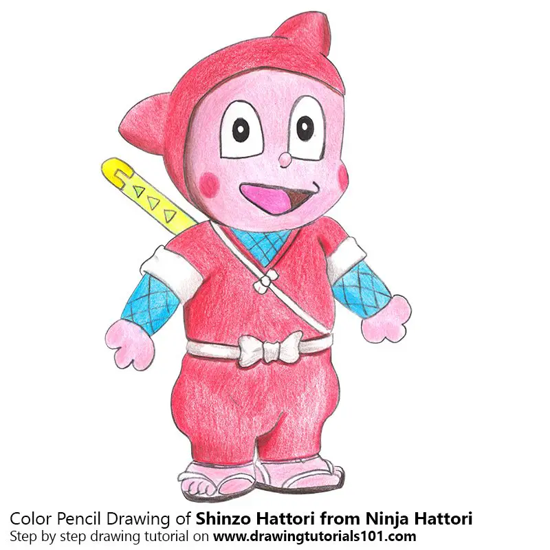 Shinzo Hattori from Ninja Hattori Color Pencil Drawing