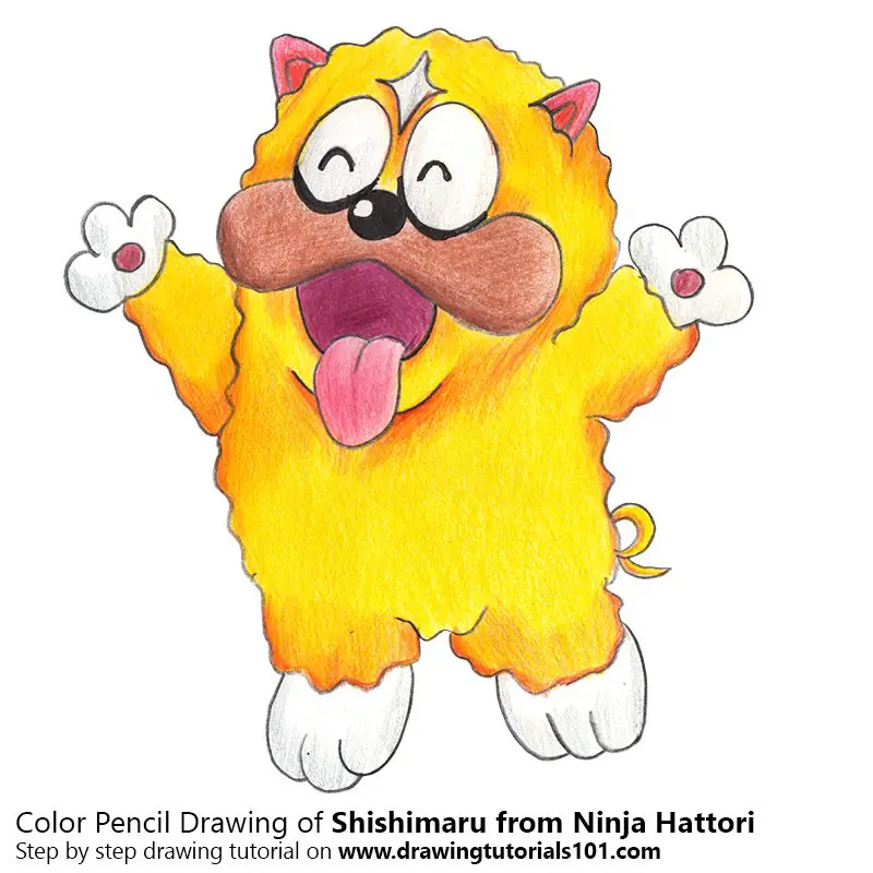 Shishimaru from Ninja Hattori Color Pencil Drawing