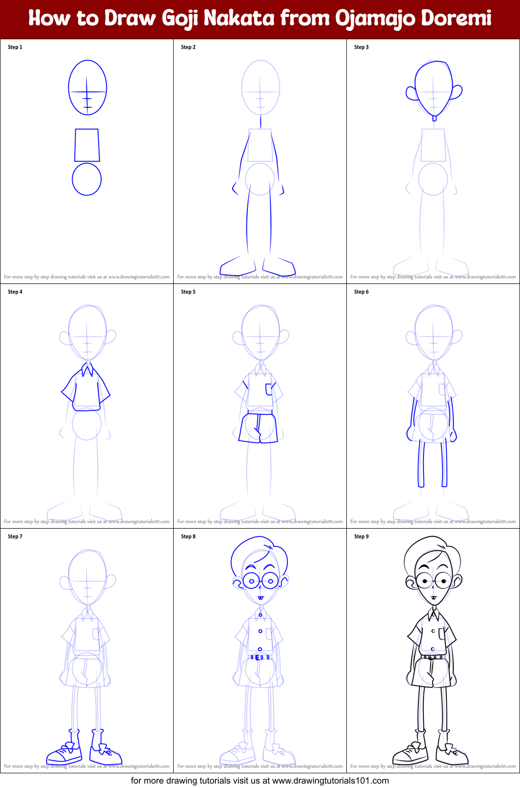 How to Draw Goji Nakata from Ojamajo Doremi printable step by step ...