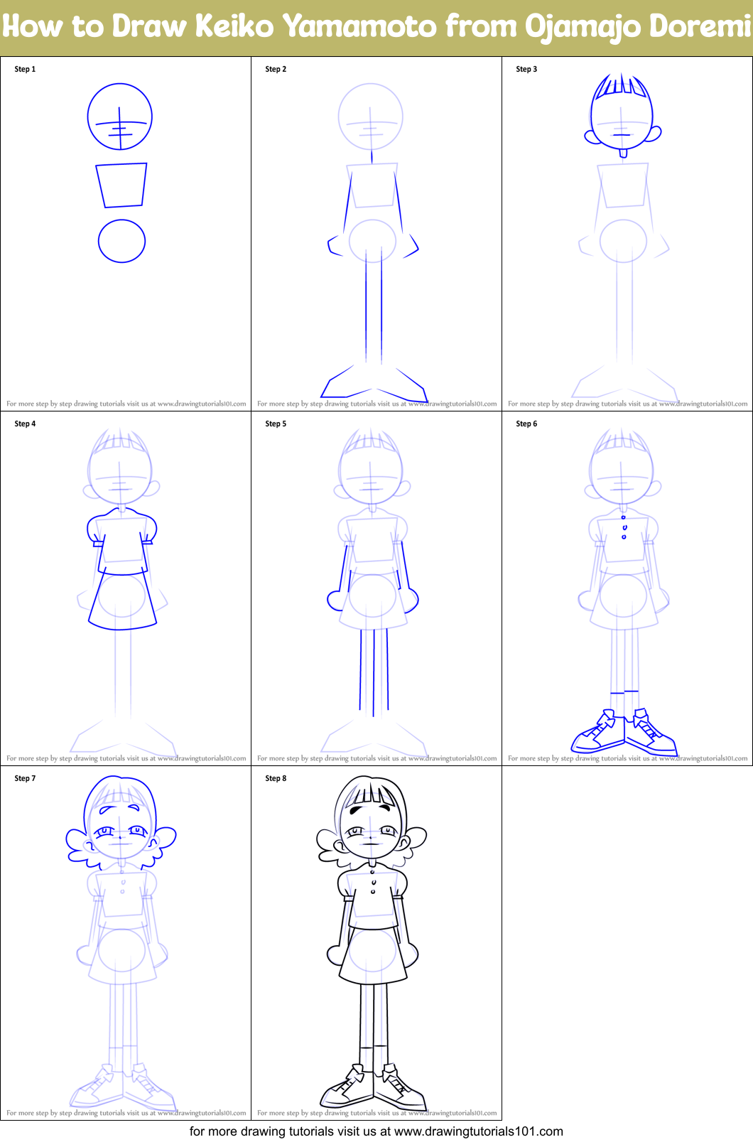 How to Draw Keiko Yamamoto from Ojamajo Doremi printable step by step ...